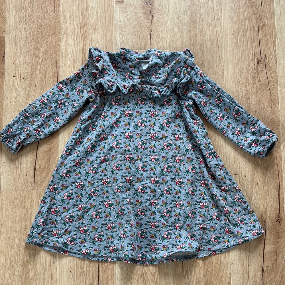 Floral Kids Dress in Blue and Pink
